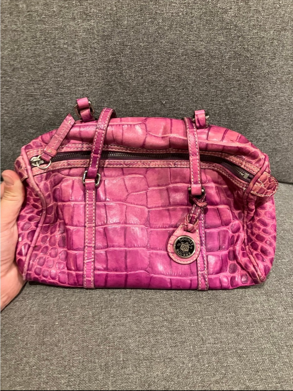 Dooney & Bourke Pink Croc-Embossed Shoulder Bag